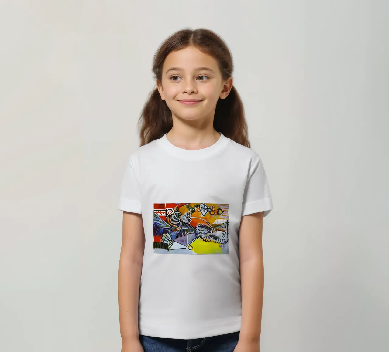 Abstract Dynamic Forms Vibrant Cubist Composition t-shirt bambini da homdeco