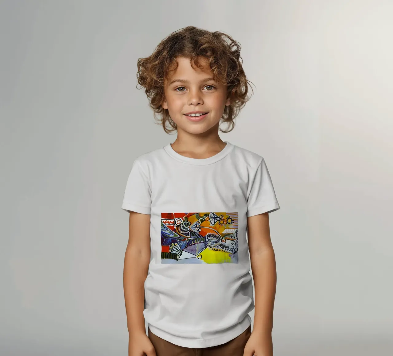 Abstract Dynamic Forms Vibrant Cubist Composition t-shirt bambini da homdeco