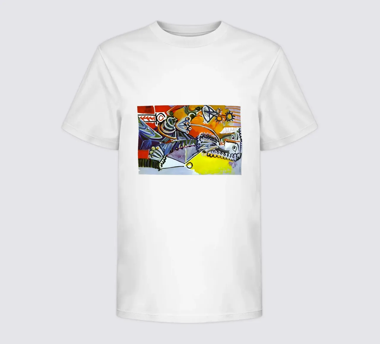 Abstract Dynamic Forms Vibrant Cubist Composition t-shirt bambini da homdeco