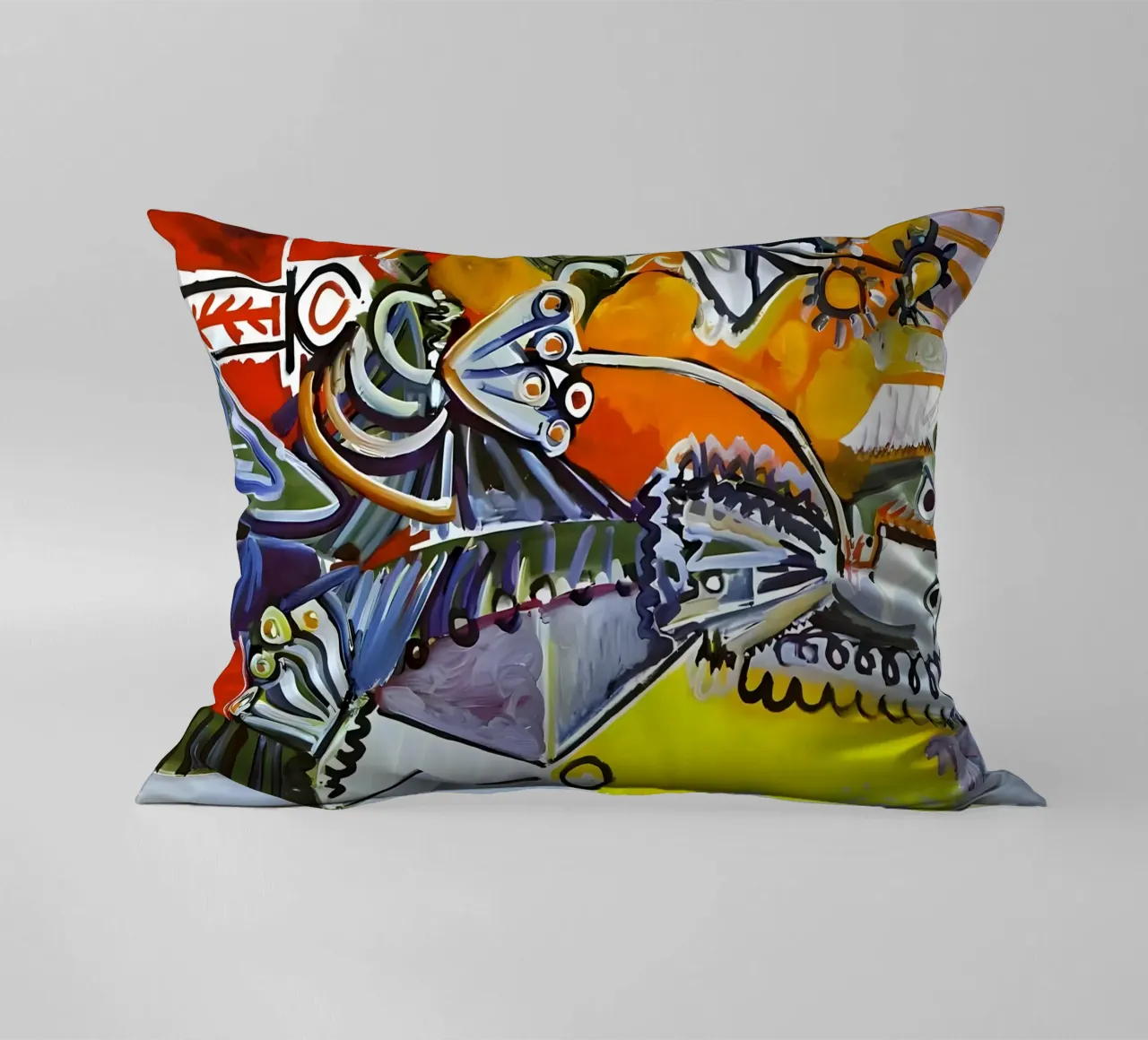 Abstract Dynamic Forms Vibrant Cubist Composition cuscino da homdeco