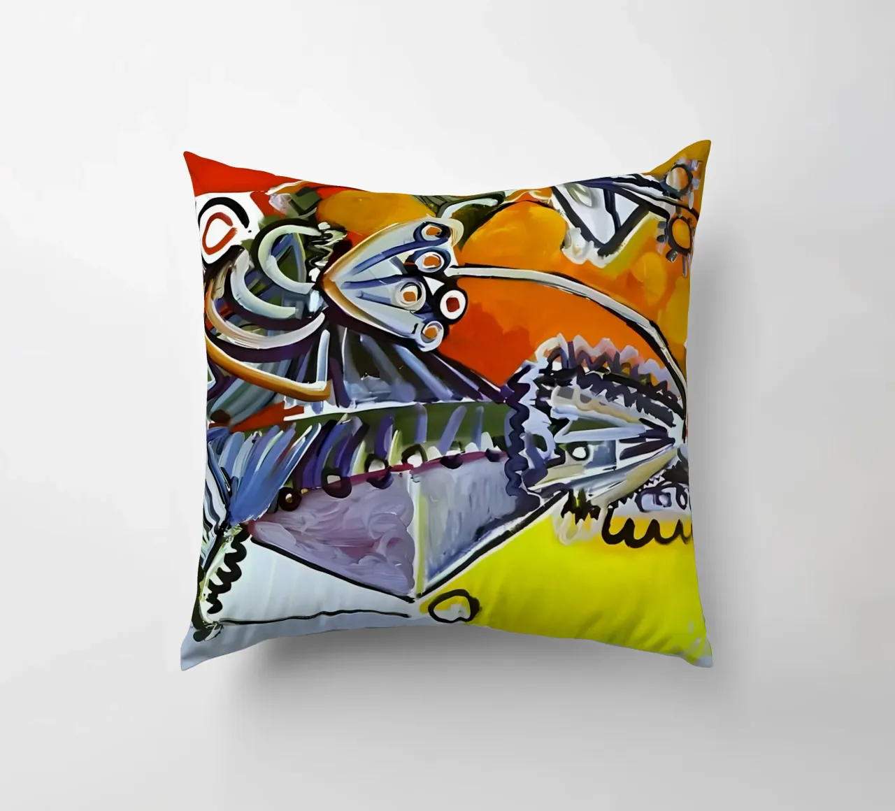 Abstract Dynamic Forms Vibrant Cubist Composition cuscino da homdeco