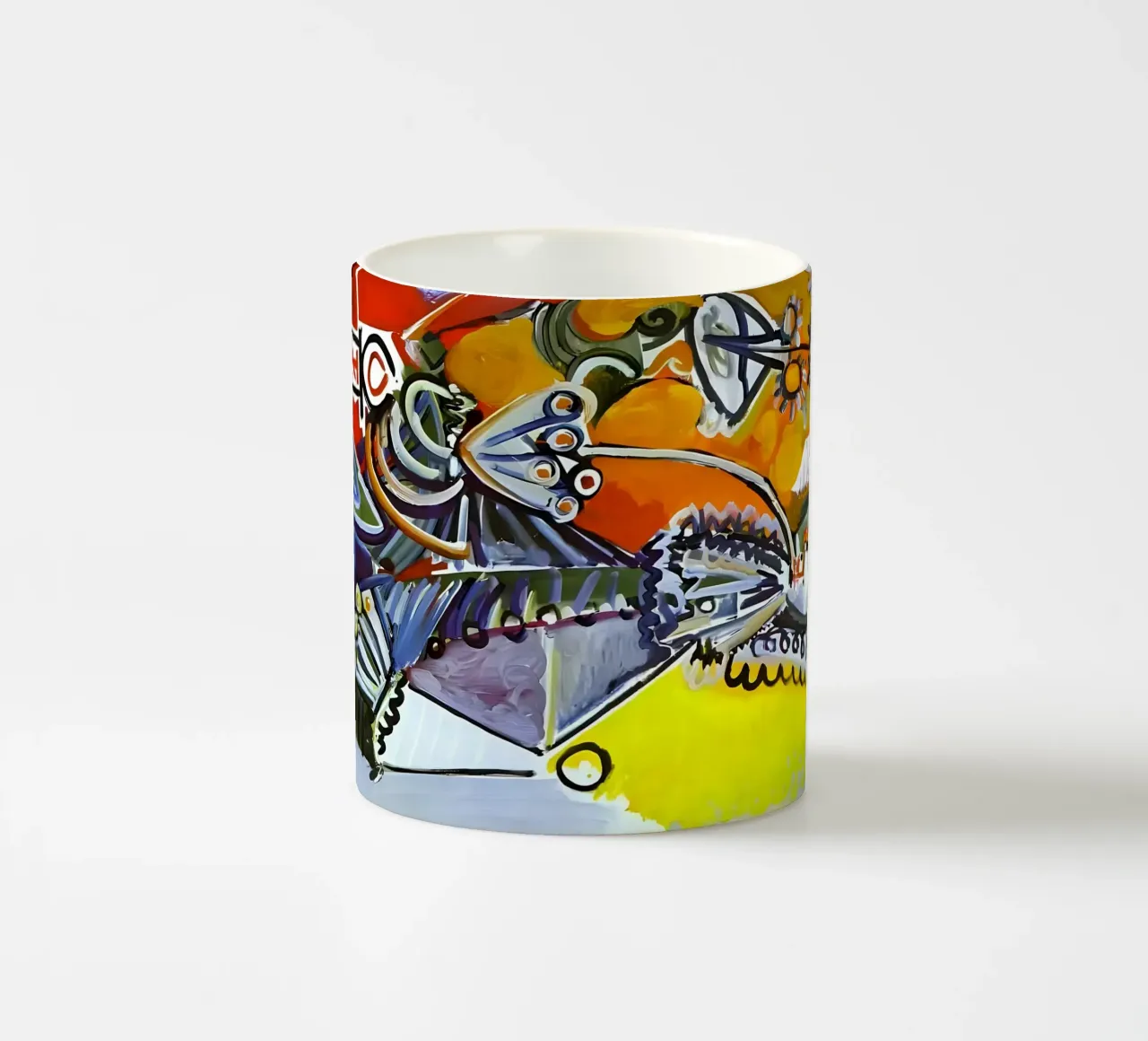 Abstract Dynamic Forms Vibrant Cubist Composition mug en céramique de homdeco