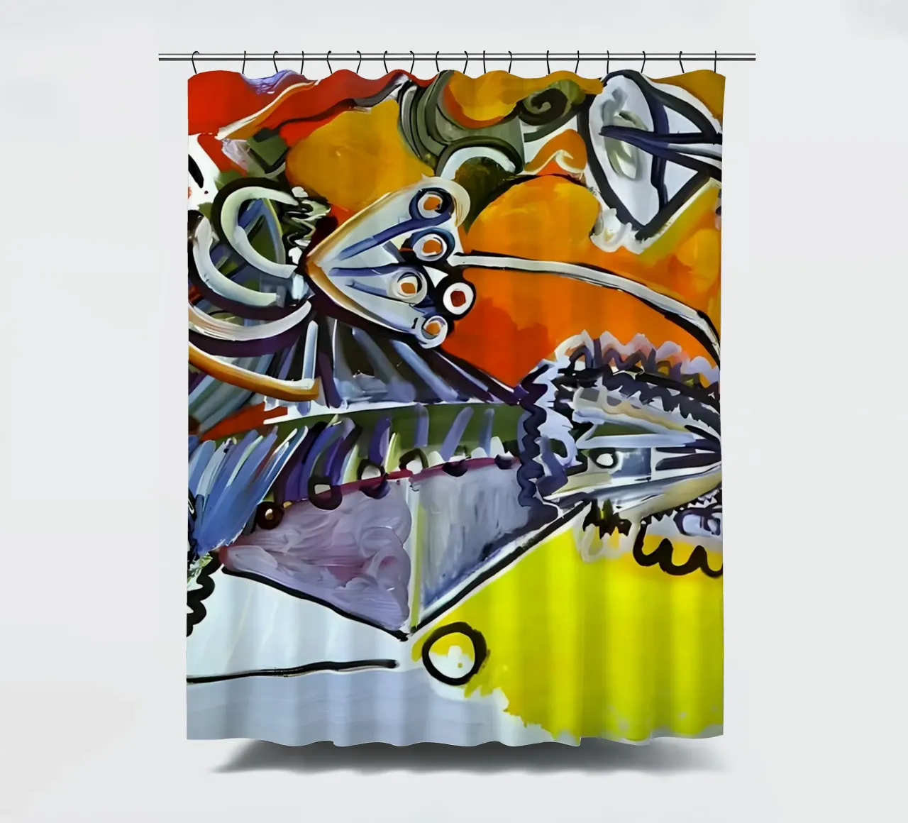 Abstract Dynamic Forms Vibrant Cubist Composition tenda da doccia da homdeco