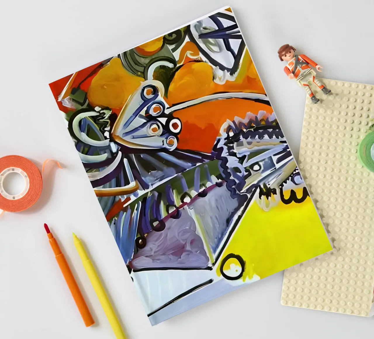 Abstract Dynamic Forms Vibrant Cubist Composition diario da homdeco