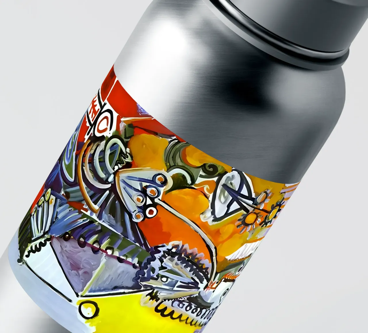 Abstract Dynamic Forms Vibrant Cubist Composition adesivo da homdeco