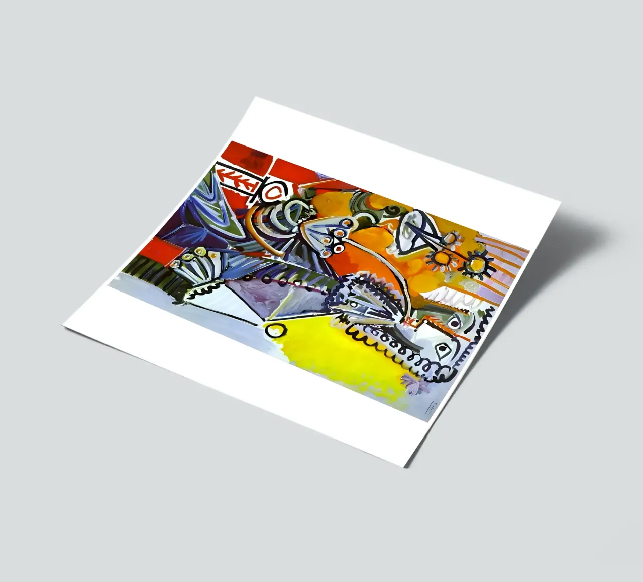 Abstract Dynamic Forms Vibrant Cubist Composition Stickerbogen von homdeco