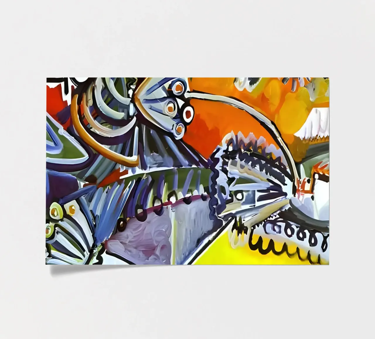 Abstract Dynamic Forms Vibrant Cubist Composition Stickerbogen von homdeco