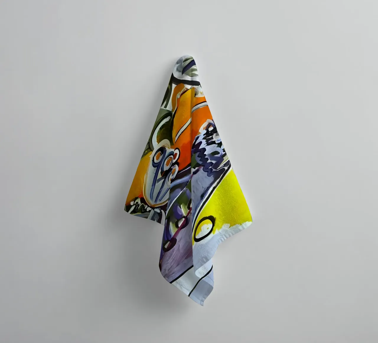 Abstract Dynamic Forms Vibrant Cubist Composition asciugamano da bagno da homdeco