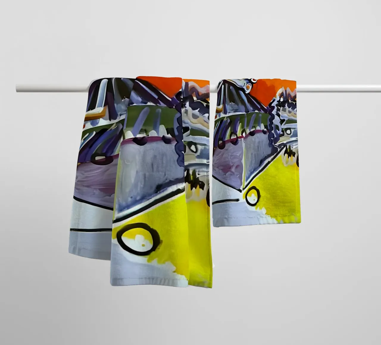 Abstract Dynamic Forms Vibrant Cubist Composition asciugamano da bagno da homdeco