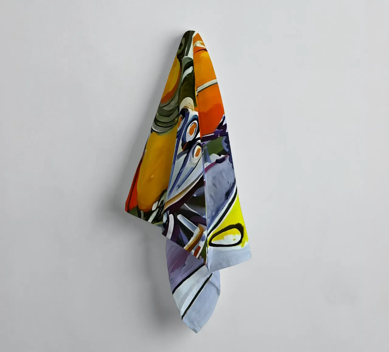 Abstract Dynamic Forms Vibrant Cubist Composition asciugamano da bagno da homdeco