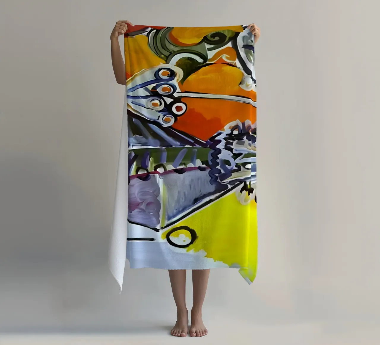 Abstract Dynamic Forms Vibrant Cubist Composition telo mare da homdeco