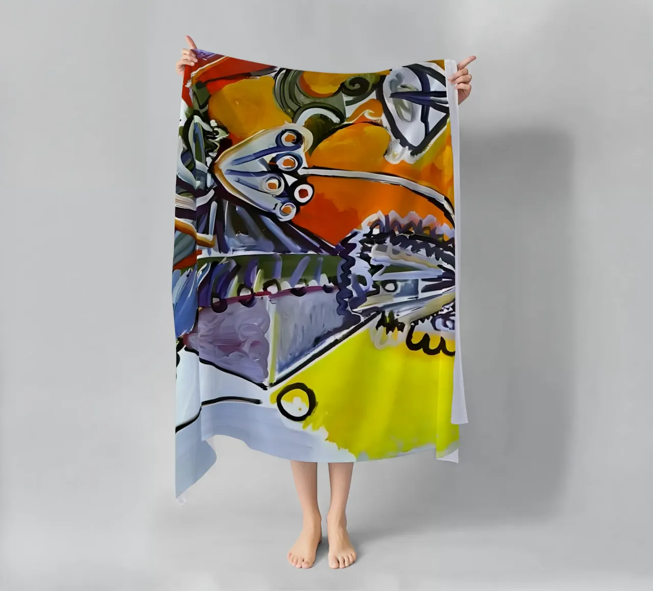 Abstract Dynamic Forms Vibrant Cubist Composition telo mare da homdeco