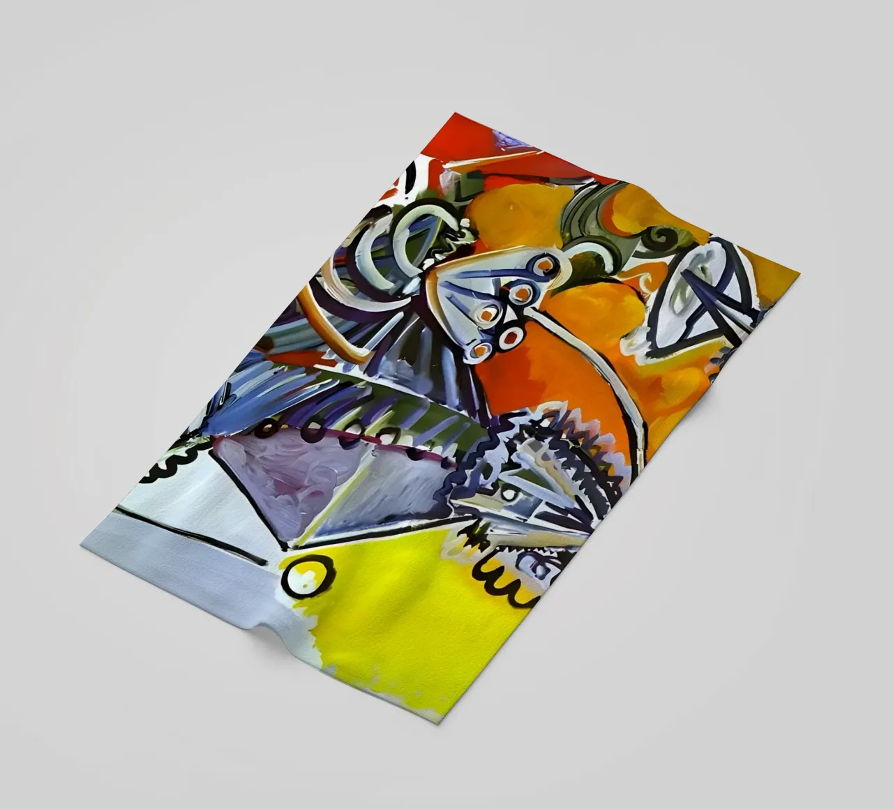 Abstract Dynamic Forms Vibrant Cubist Composition telo mare da homdeco