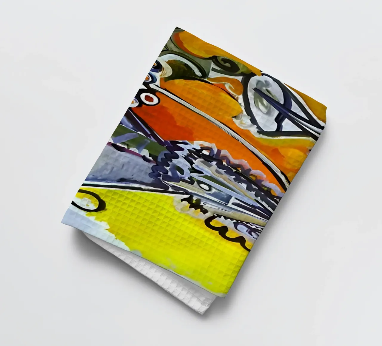 Abstract Dynamic Forms Vibrant Cubist Composition theedoek van homdeco