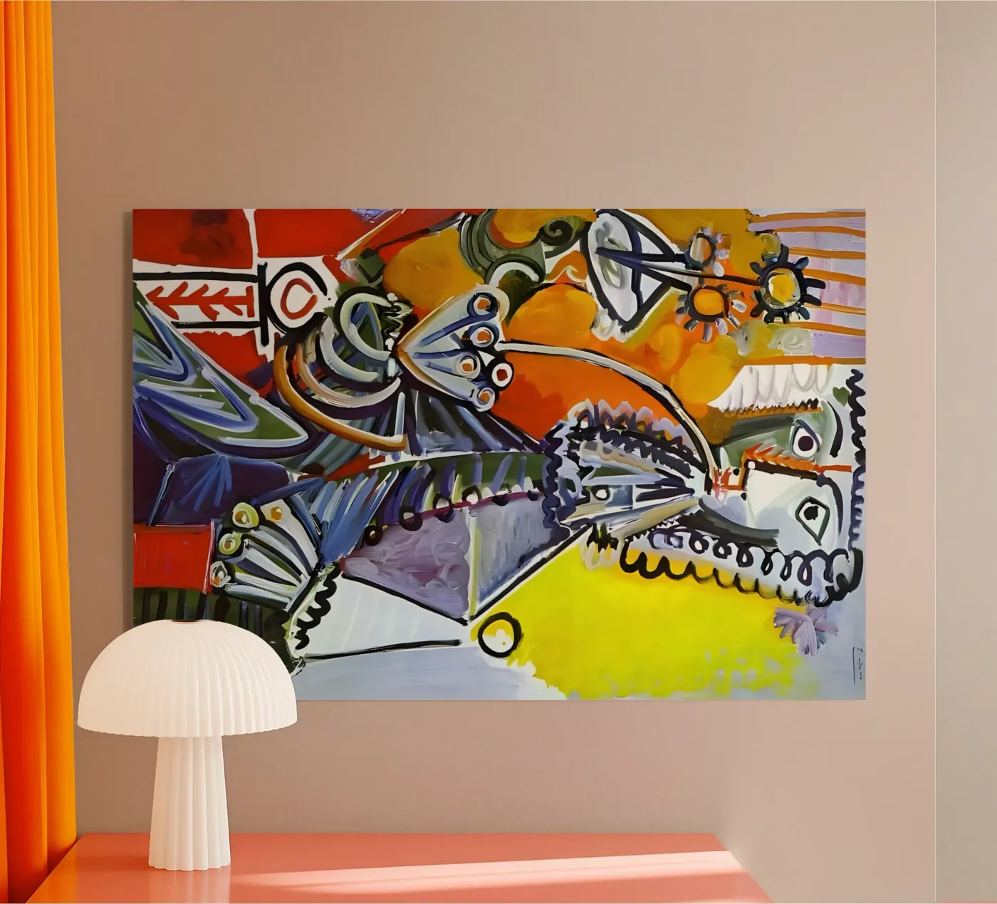 Abstract Dynamic Forms Vibrant Cubist Composition plexiglass da homdeco