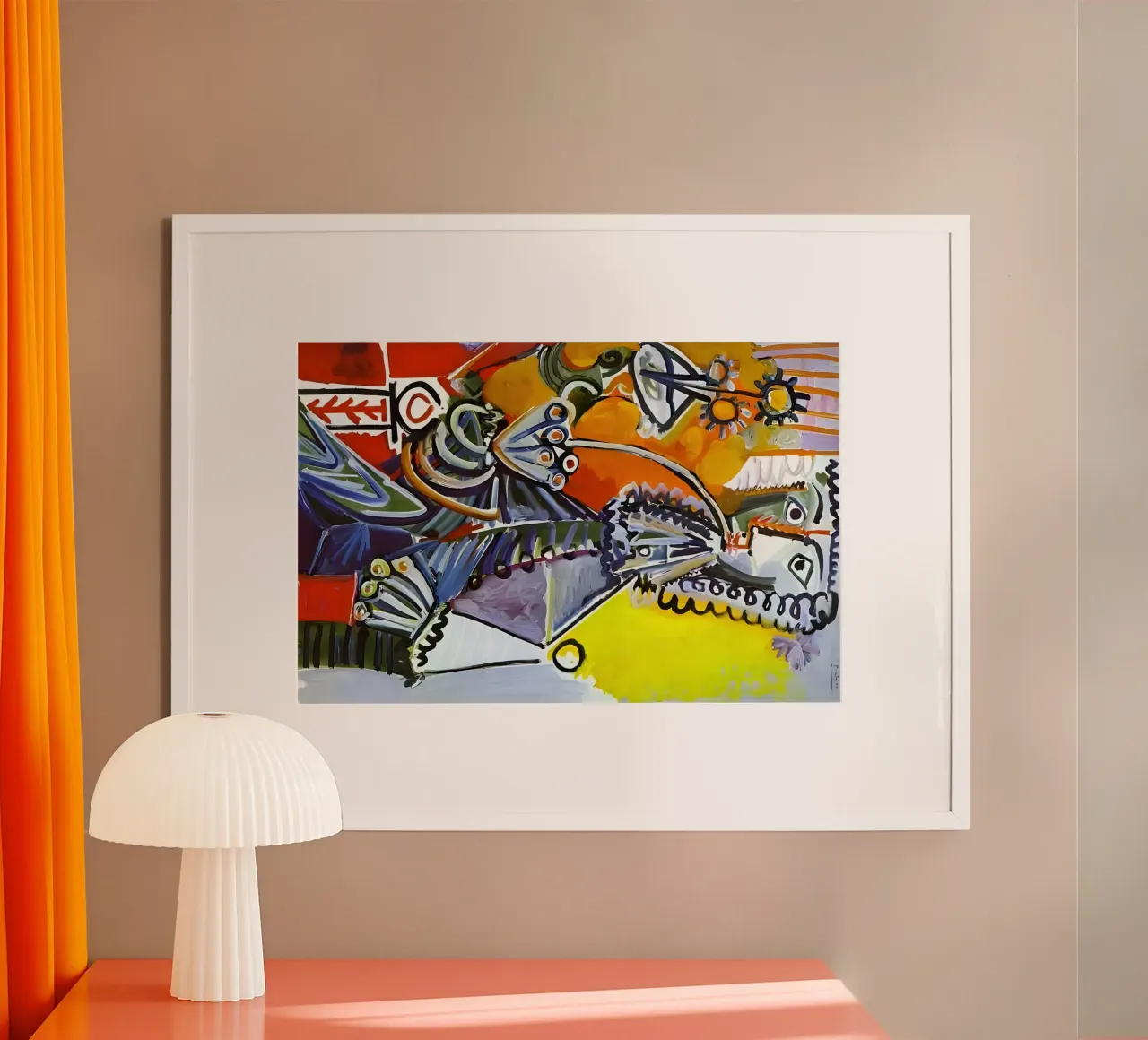 Abstract Dynamic Forms Vibrant Cubist Composition carta hahnemühle da homdeco