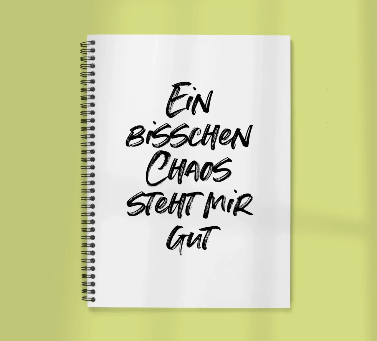 Ein bisschen Chaos steht mir gut | minimalistic design spiral notebook by just typo