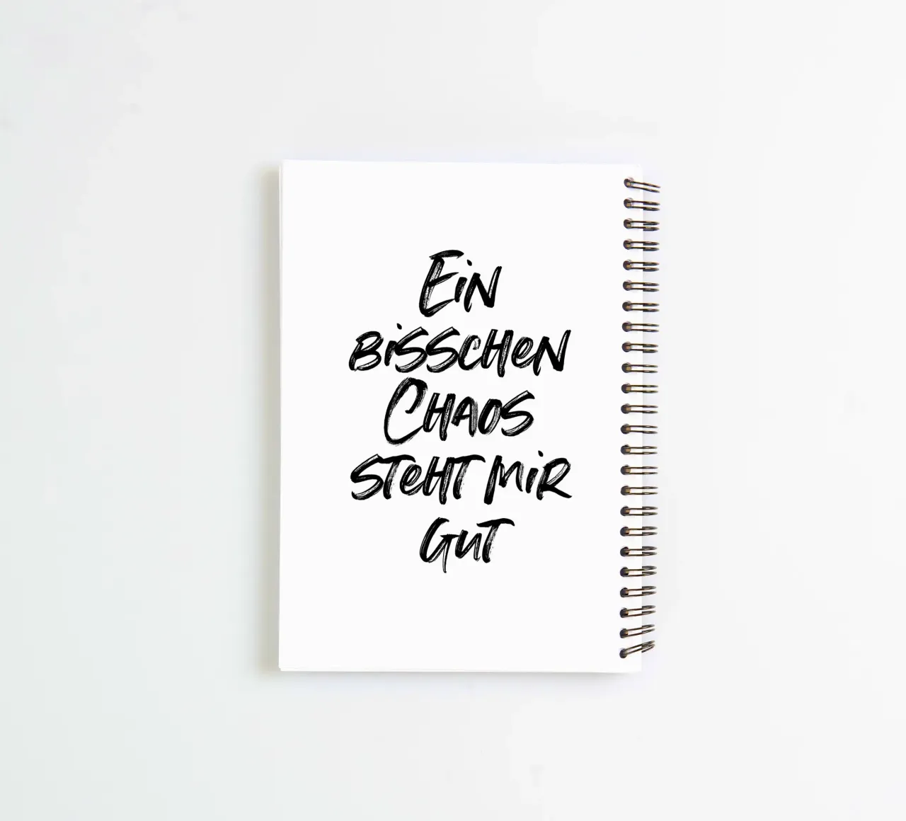 Ein bisschen Chaos steht mir gut | minimalistic design spiral notebook by just typo