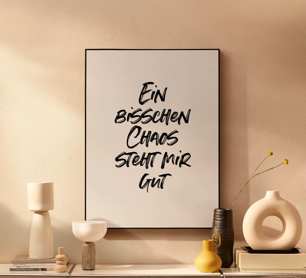 Ein bisschen Chaos steht mir gut | minimalistic design alluminio dibond da just typo