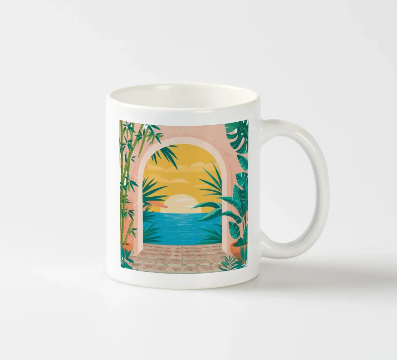 Vue côtière en arc de cercle mug en céramique de Veil Maya