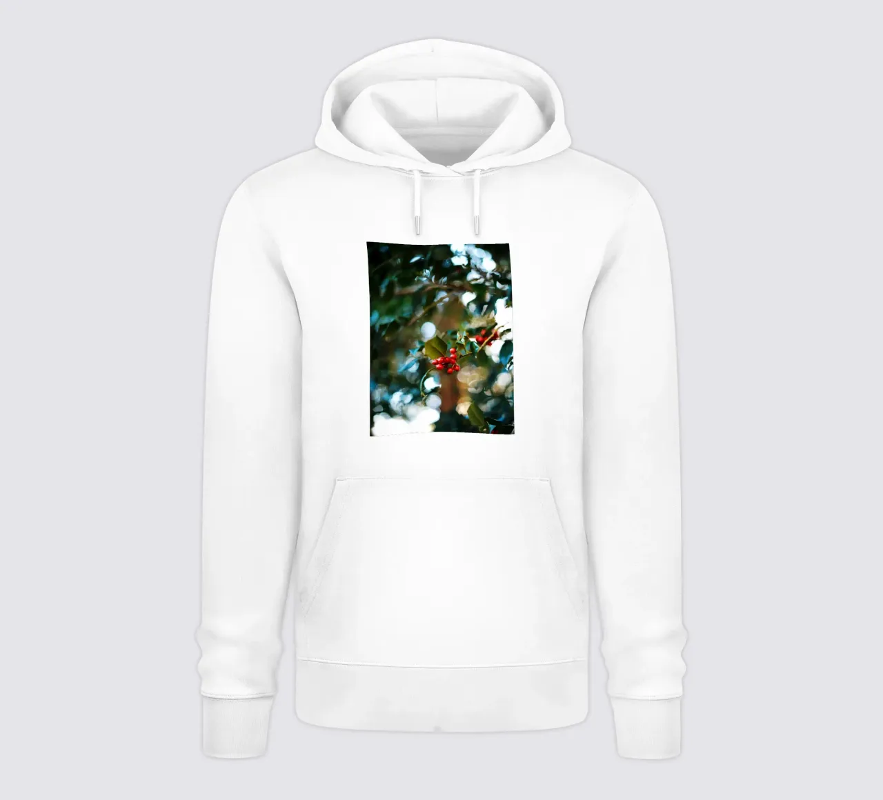 bacche rosse foglie di agrifoglio felpa con cappuccio da Earthly Visions