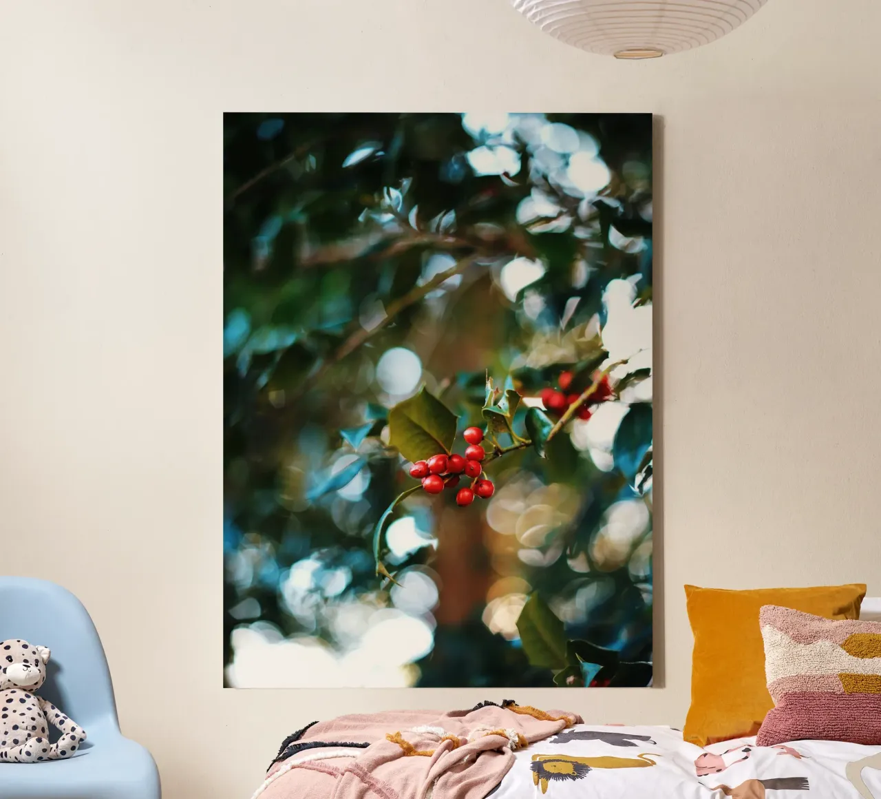 rode bessen hulstbladeren canvas met Baklijst van Earthly Visions