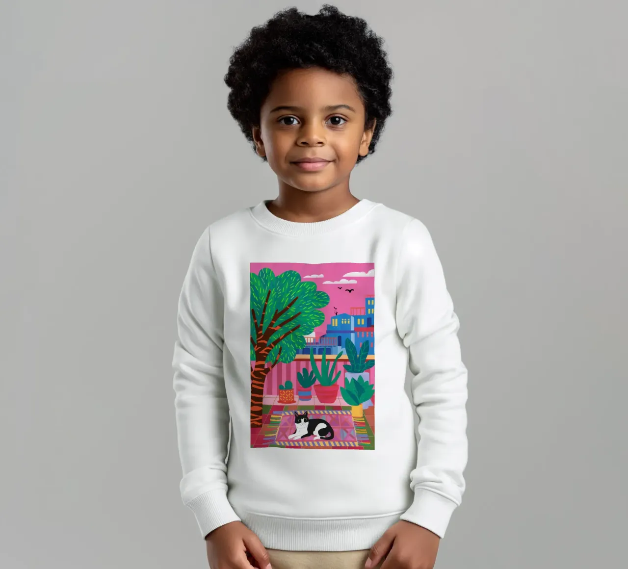 Sueño de jardín felino sudadera para niño de Veil Maya