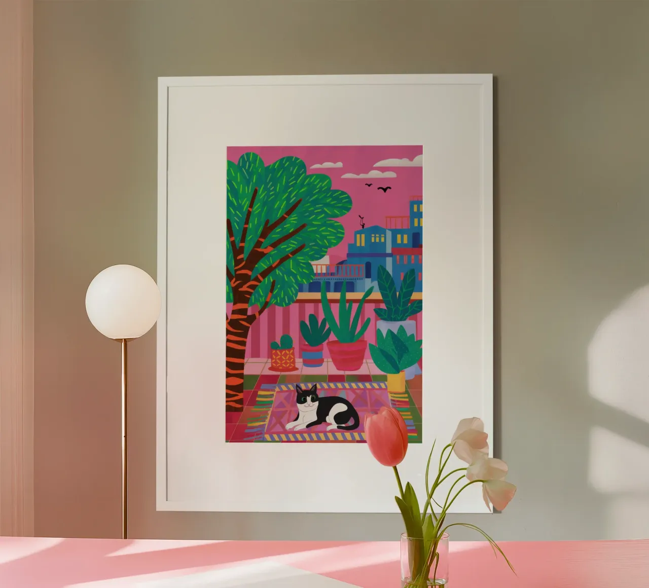 Il sonno felino in giardino carta hahnemühle da Veil Maya