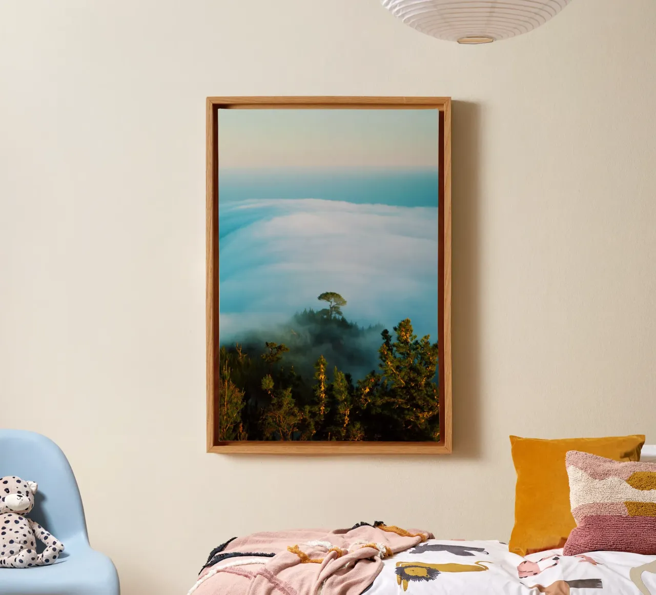 lone tree fog canvas with Floater frame by Earthly Visions