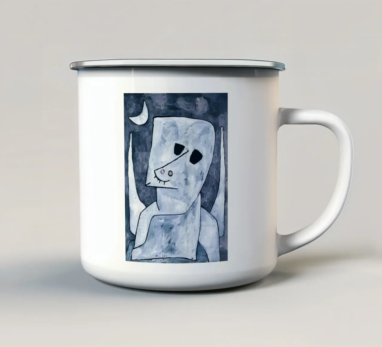 Paul Klee Angelus Novus Abstract Blauw Grijs emaille mok van homdeco