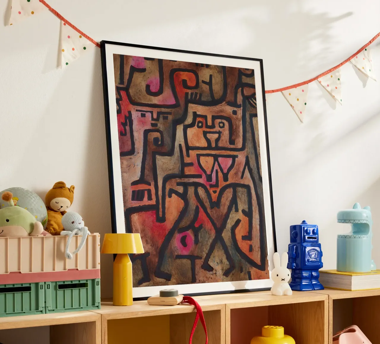 Paul Klee Abstract Figures Tribal Expressionist Art poster with wooden frame by homdeco