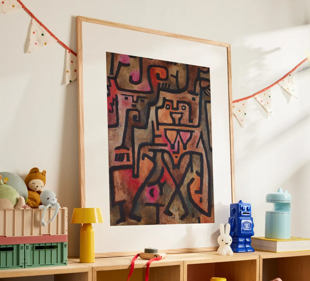 Paul Klee Abstract Figures Tribal Expressionist Art poster with wooden frame by homdeco