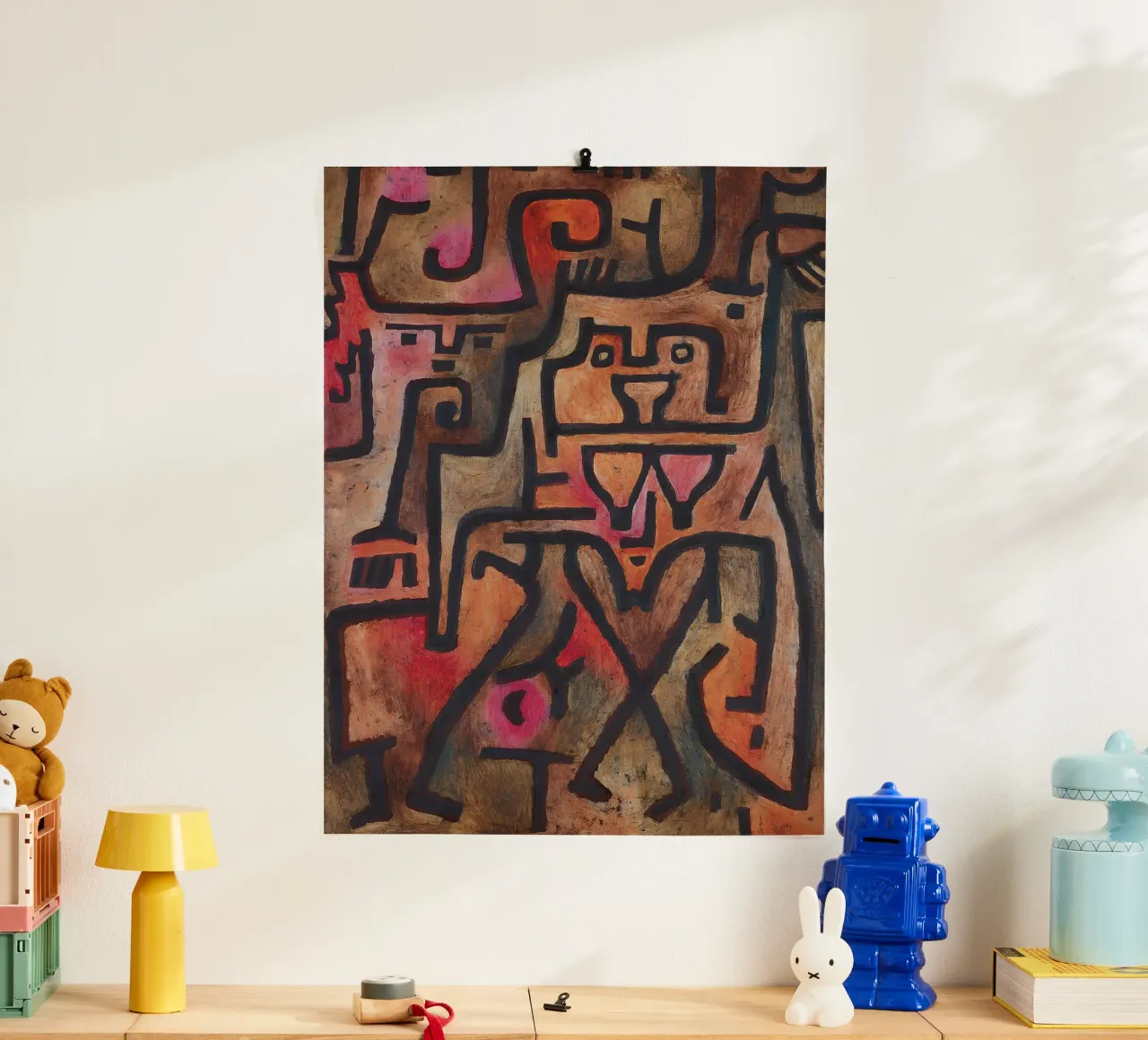 Paul Klee Abstract Figures Tribal Expressionist Art poster with wooden frame by homdeco