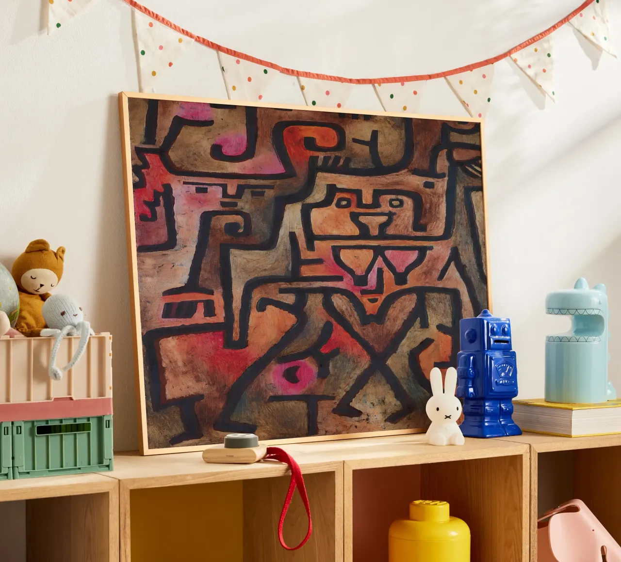 Paul Klee Abstract Figures Tribal Expressionist Art poster with wooden frame by homdeco
