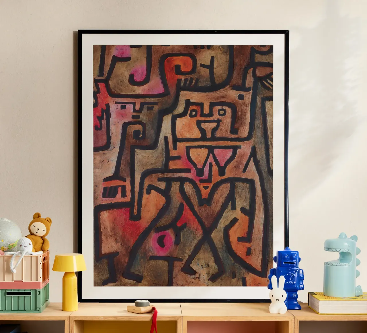 Paul Klee Abstract Figures Tribal Expressionist Art poster with wooden frame by homdeco