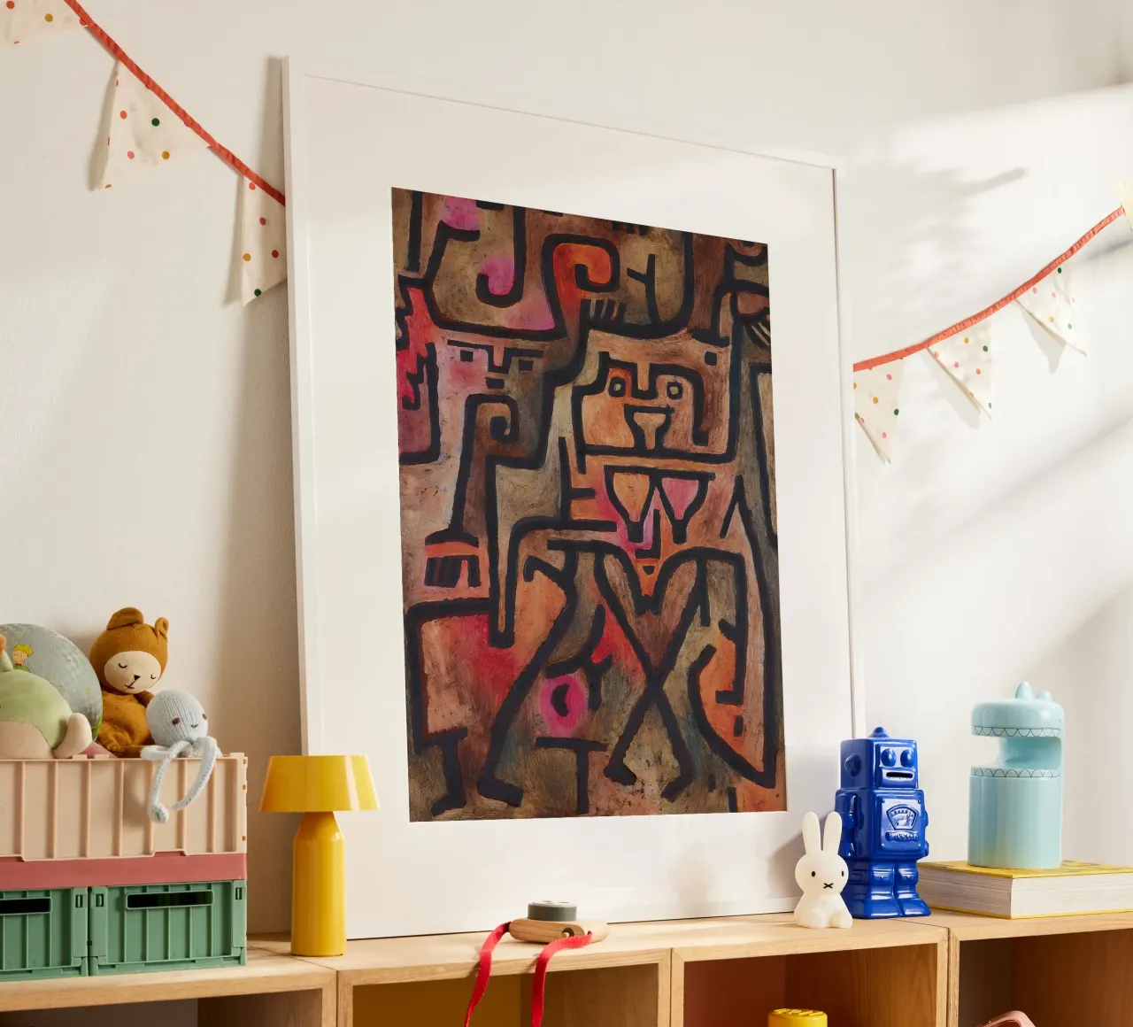 Paul Klee Abstract Figures Tribal Expressionist Art poster with wooden frame by homdeco