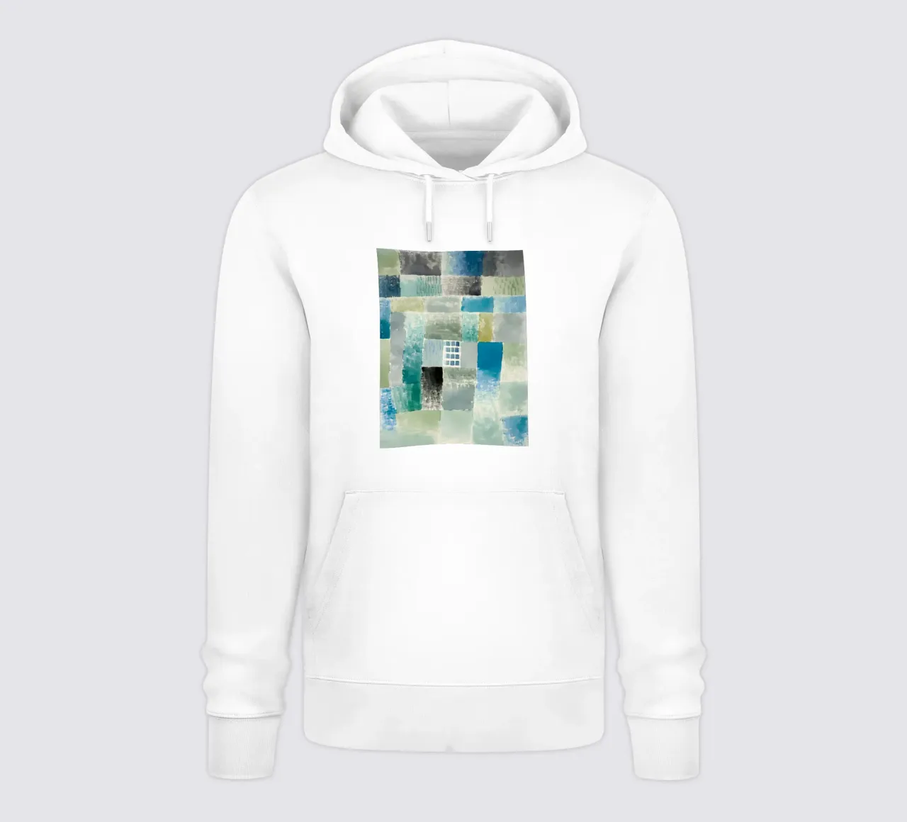 Paul Klee Abstract Patchwork Blue Green Window hoodie by homdeco