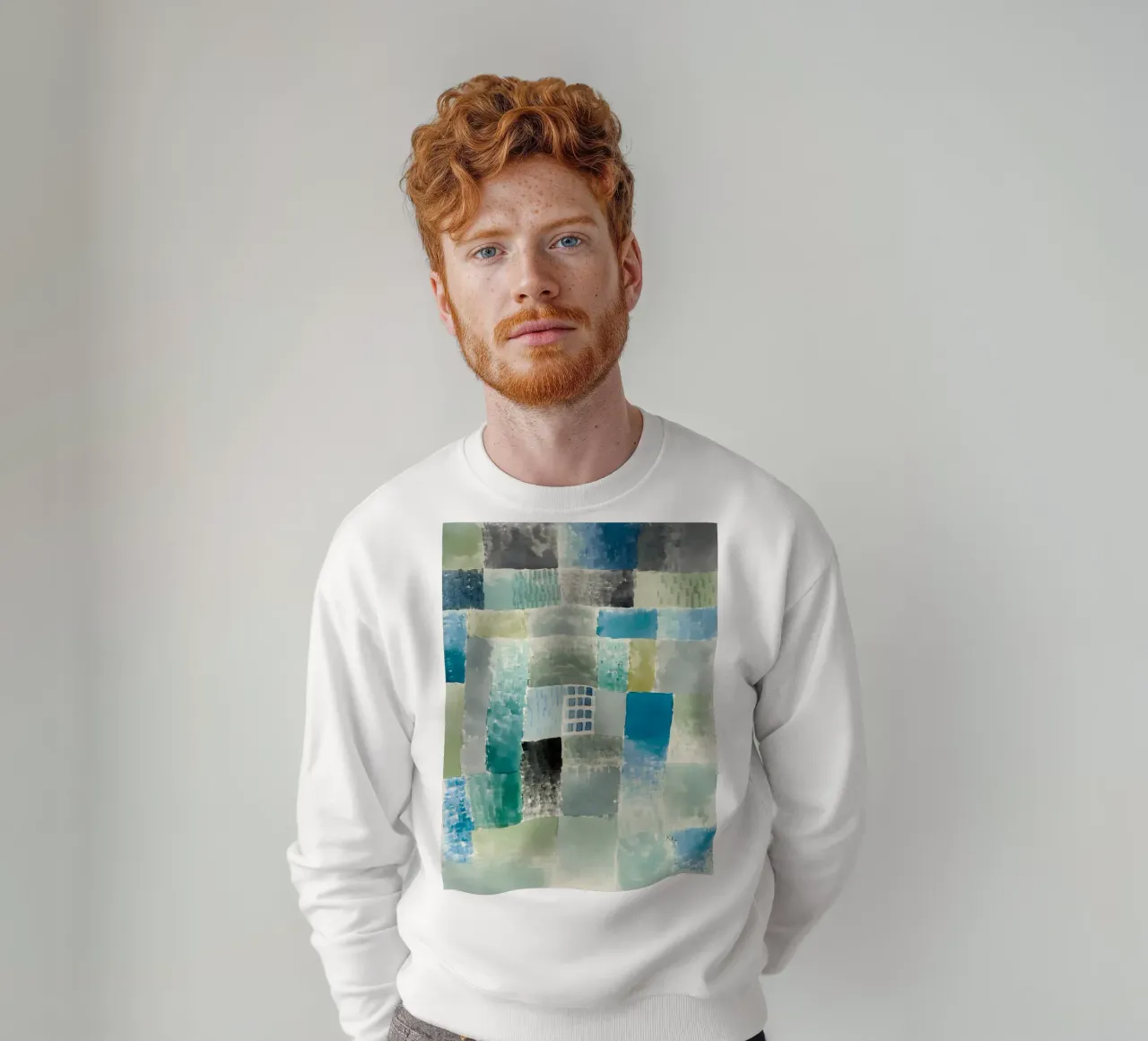 Paul Klee Patchwork abstrait Bleu Vert Fenêtre sweat de homdeco