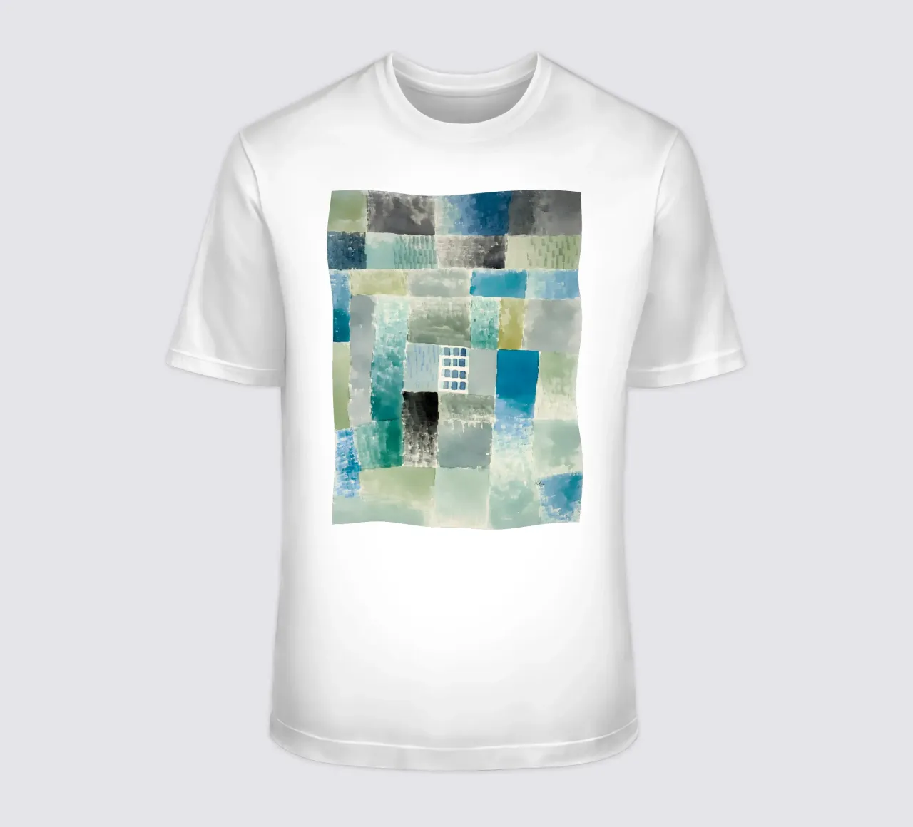 Paul Klee Patchwork abstrait Bleu Vert Fenêtre t-shirt de homdeco