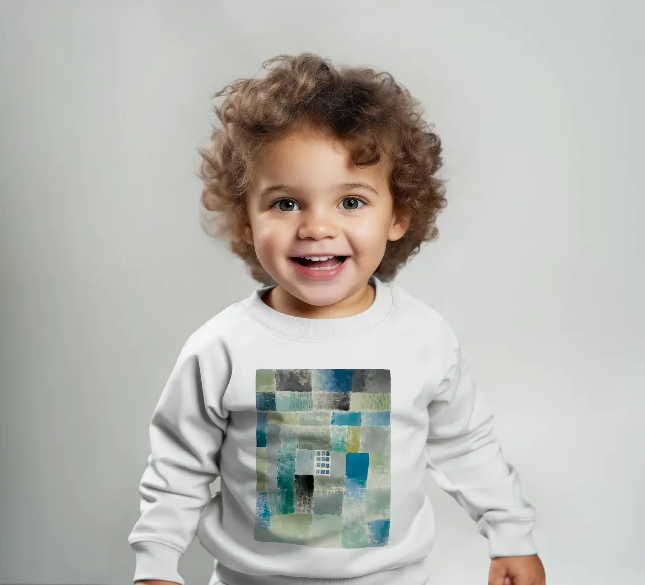 Paul Klee Patchwork abstrait Bleu Vert Fenêtre sweat pour bébé de homdeco