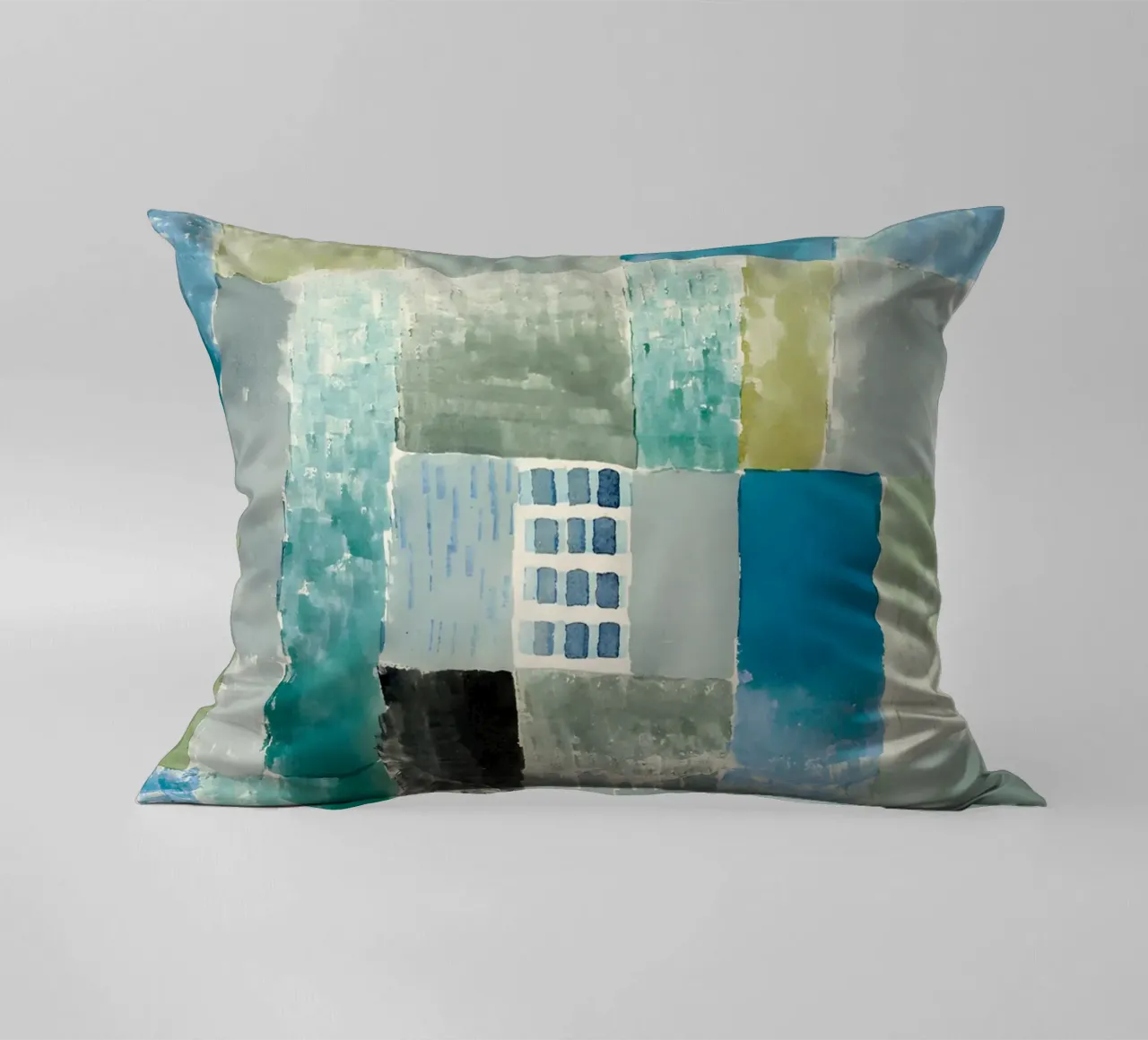 Paul Klee Patchwork abstrait Bleu Vert Fenêtre coussin de homdeco