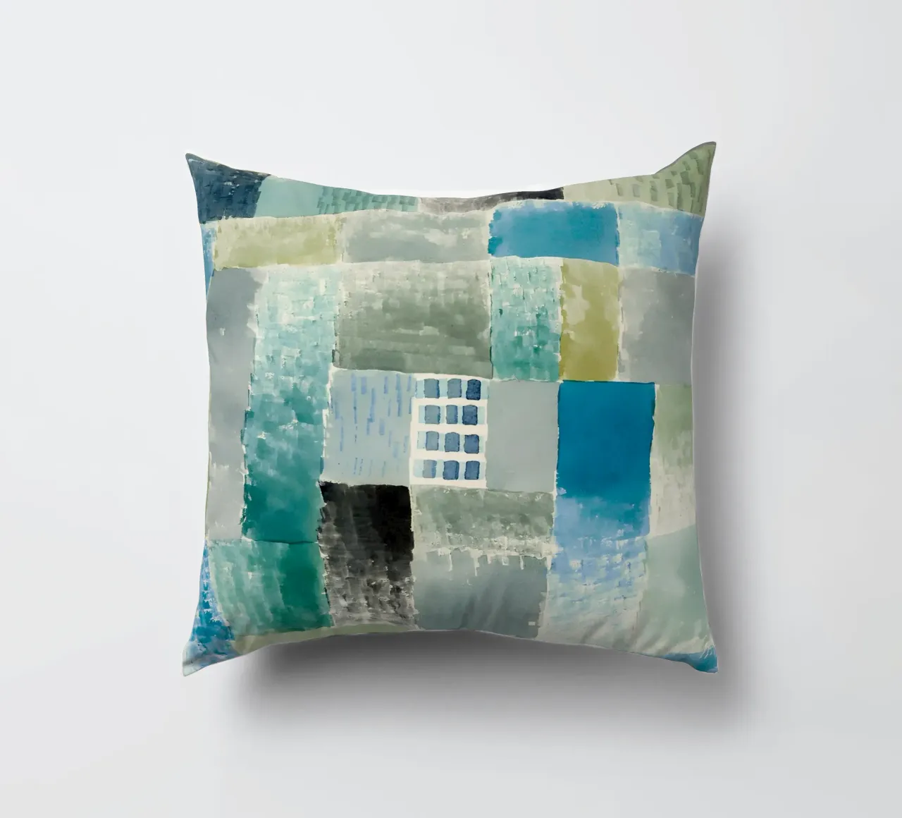 Paul Klee Patchwork abstrait Bleu Vert Fenêtre coussin de homdeco