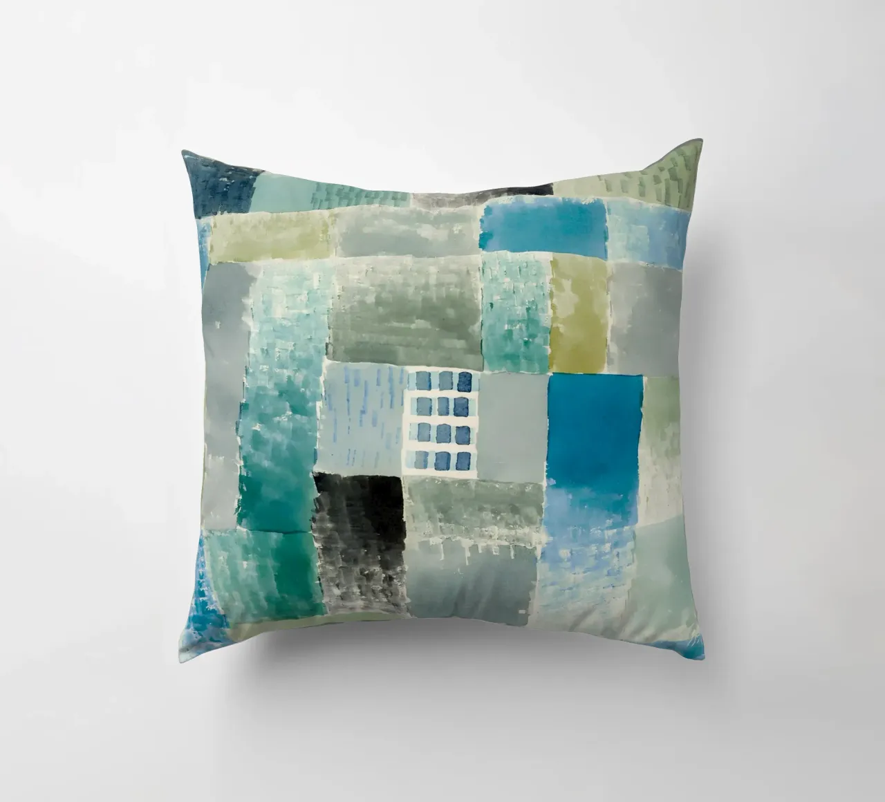 Paul Klee Patchwork abstrait Bleu Vert Fenêtre coussin de homdeco