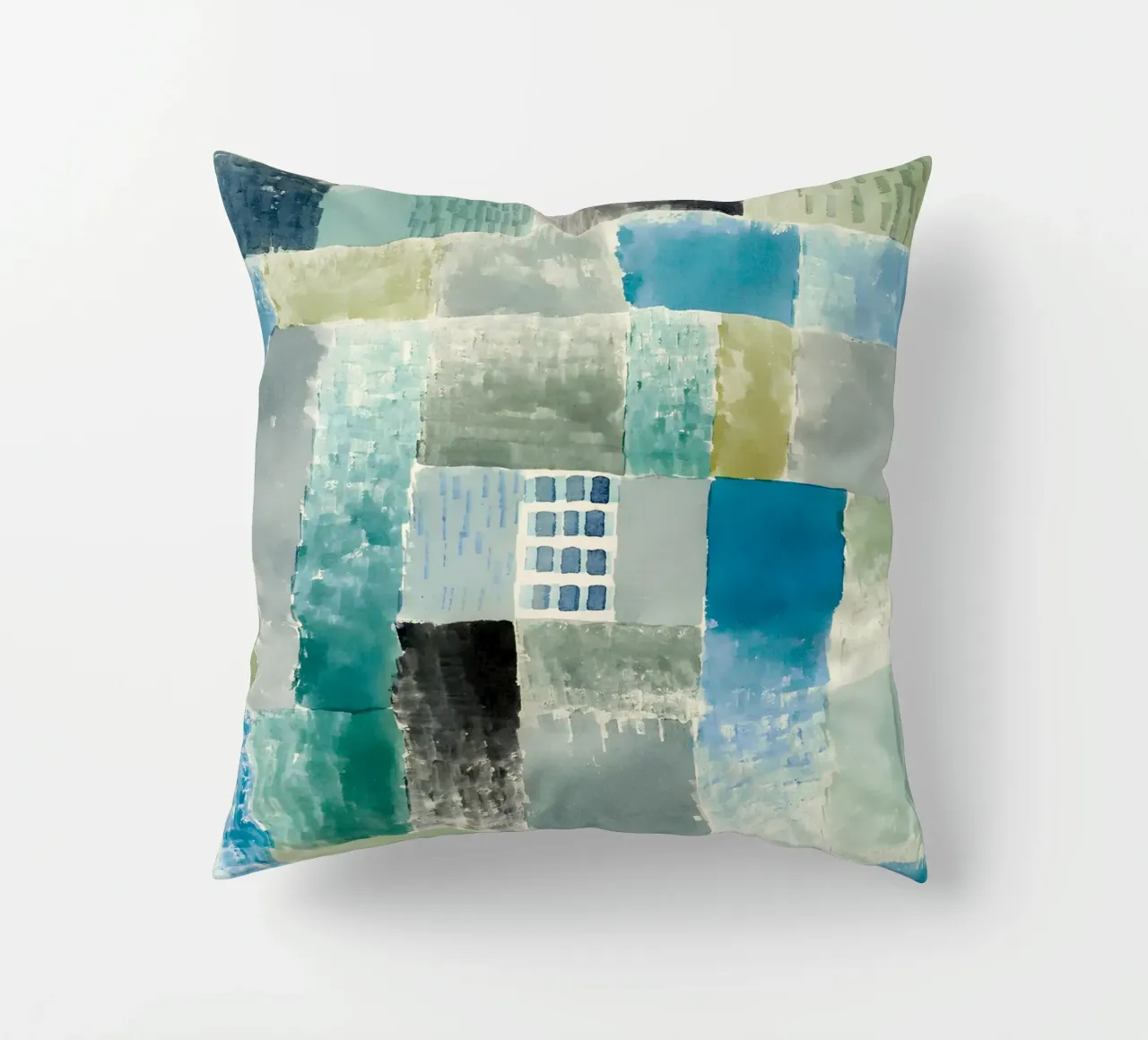 Paul Klee Patchwork abstrait Bleu Vert Fenêtre coussin de homdeco