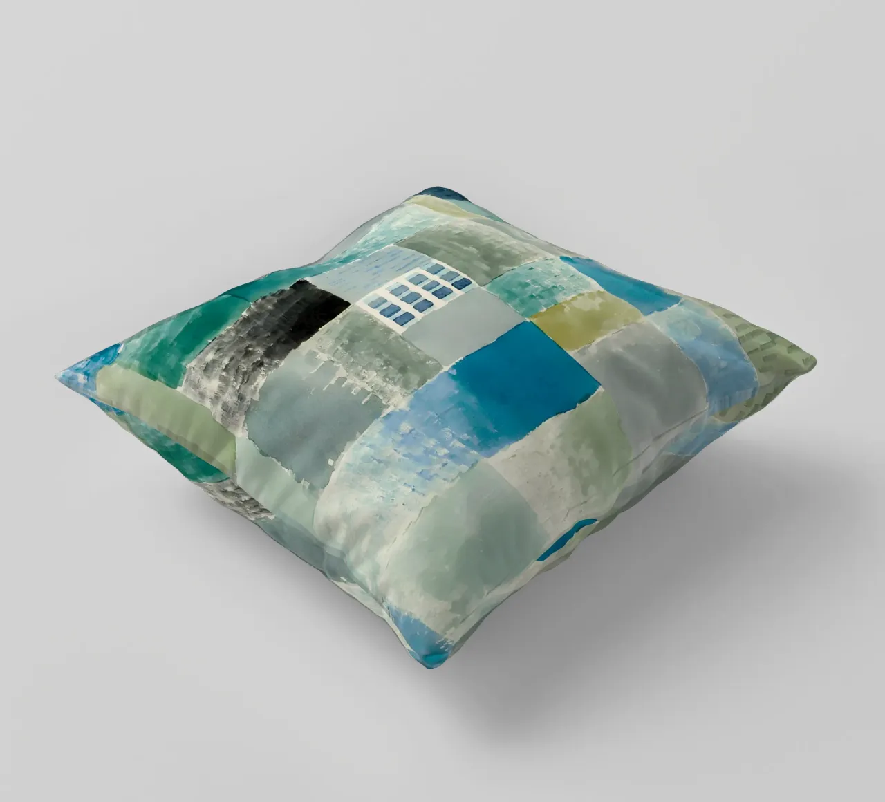 Paul Klee Patchwork abstrait Bleu Vert Fenêtre coussin de homdeco