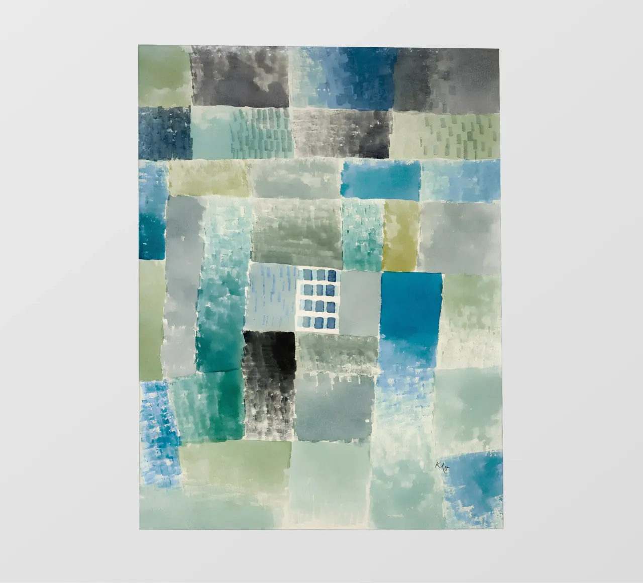 Paul Klee Patchwork abstrait Bleu Vert Fenêtre bâche pvc de homdeco