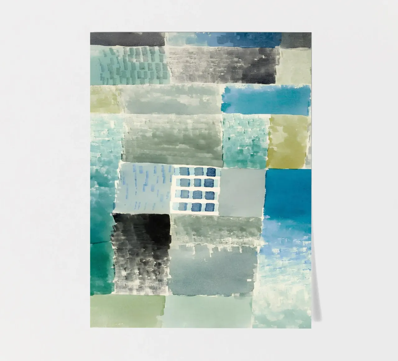 Paul Klee Patchwork abstrait Bleu Vert Fenêtre planche autocollant de homdeco