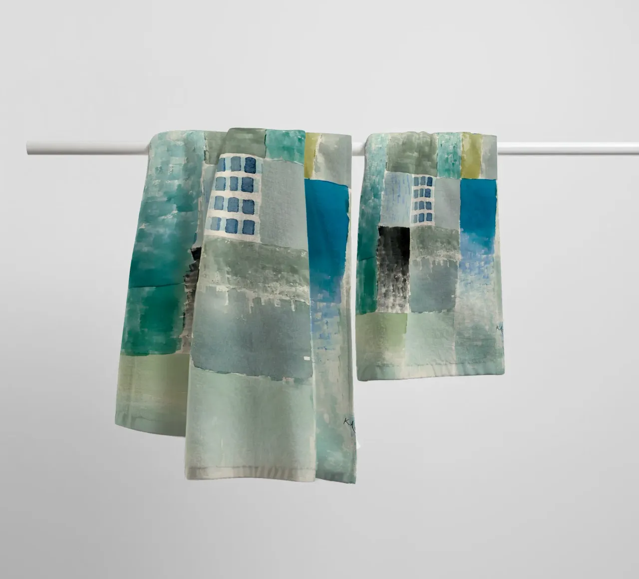 Paul Klee Patchwork abstrait Bleu Vert Fenêtre serviette de bain de homdeco