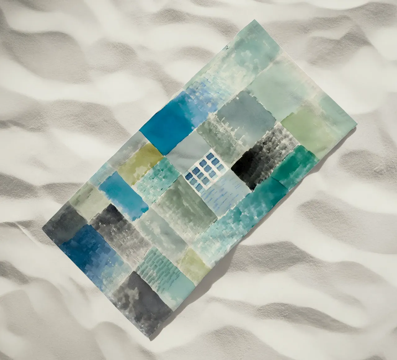 Paul Klee Patchwork abstrait Bleu Vert Fenêtre serviette de plage de homdeco