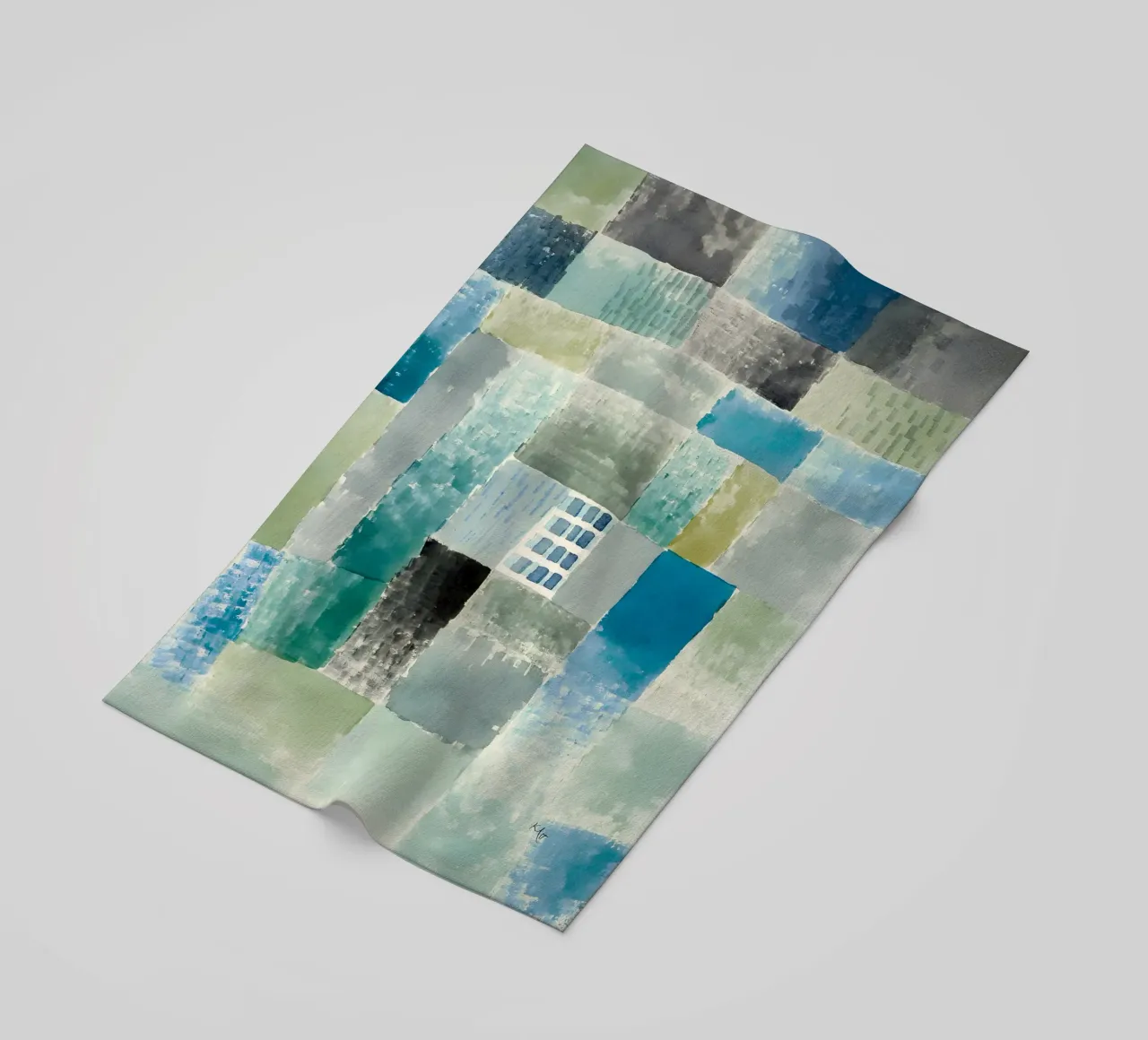 Paul Klee Patchwork abstrait Bleu Vert Fenêtre serviette de plage de homdeco